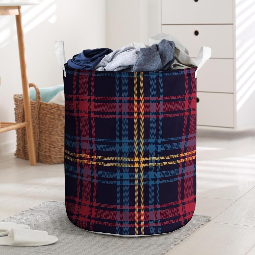 Tartan Print Laundry Basket-grizzshop