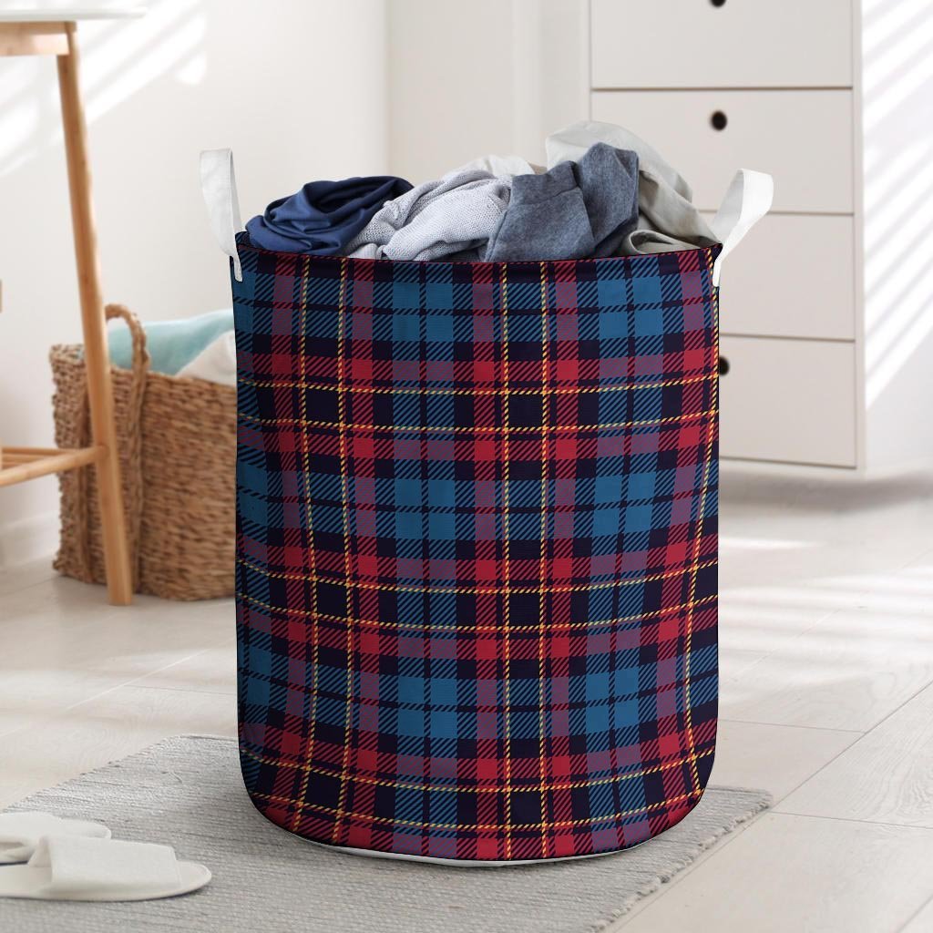 Tartan Red And Blue Plaid Laundry Basket-grizzshop