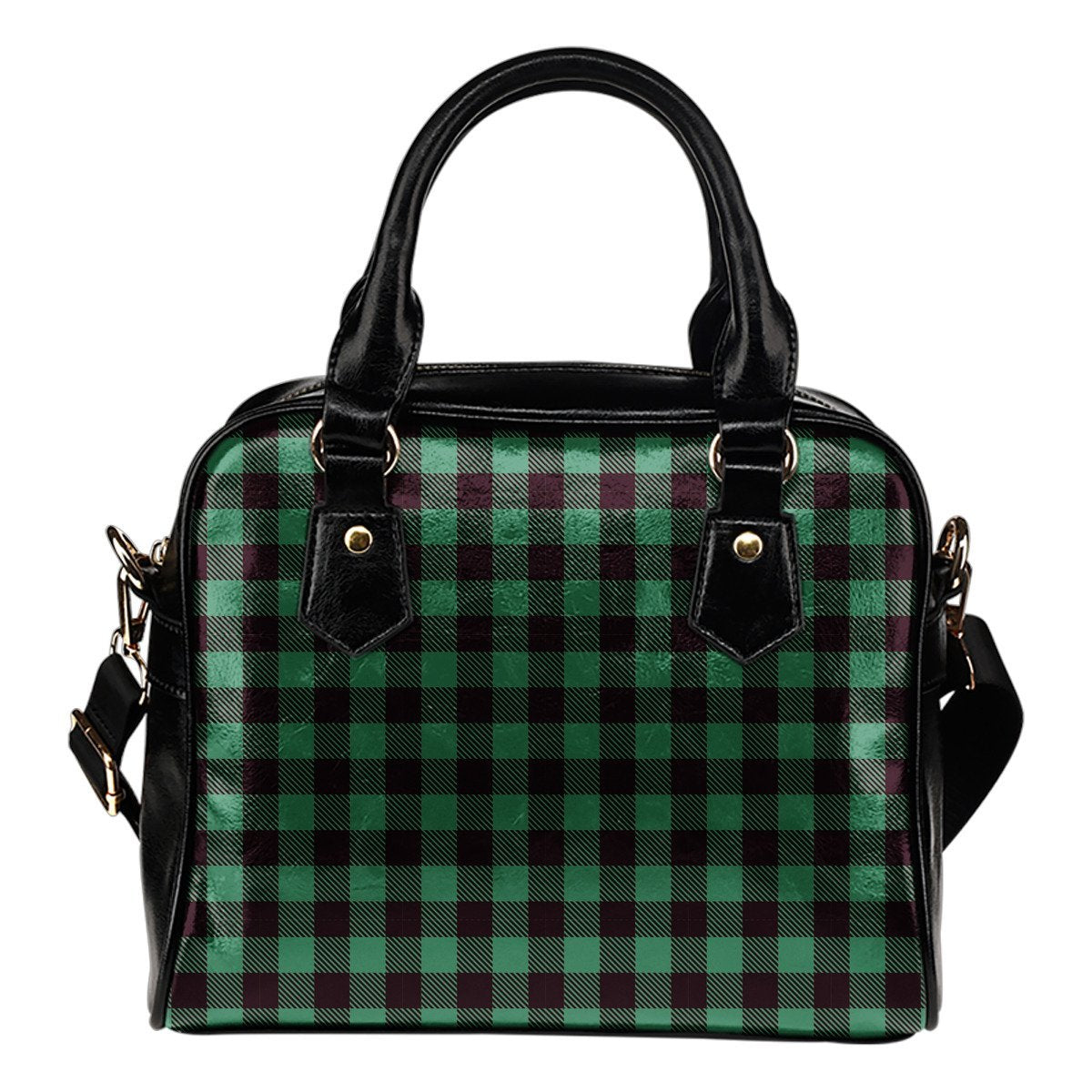 Tartan Scottish Green Plaids Purse Leather Shoulder Handbag-grizzshop