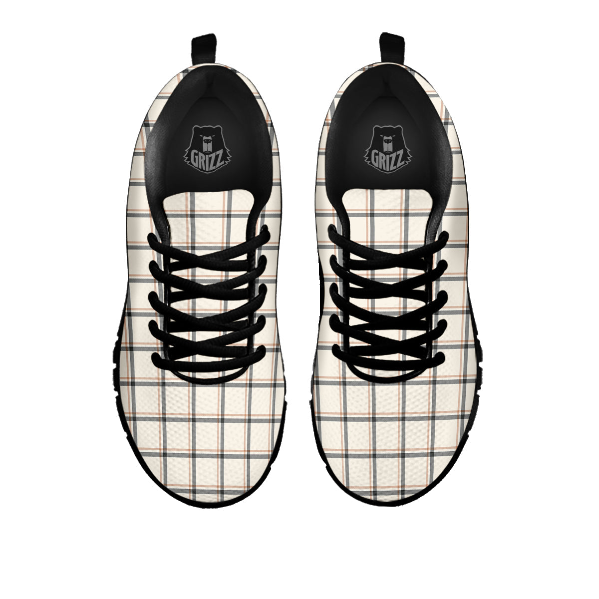 Tattersall Beige Print Pattern Black Sneaker-grizzshop