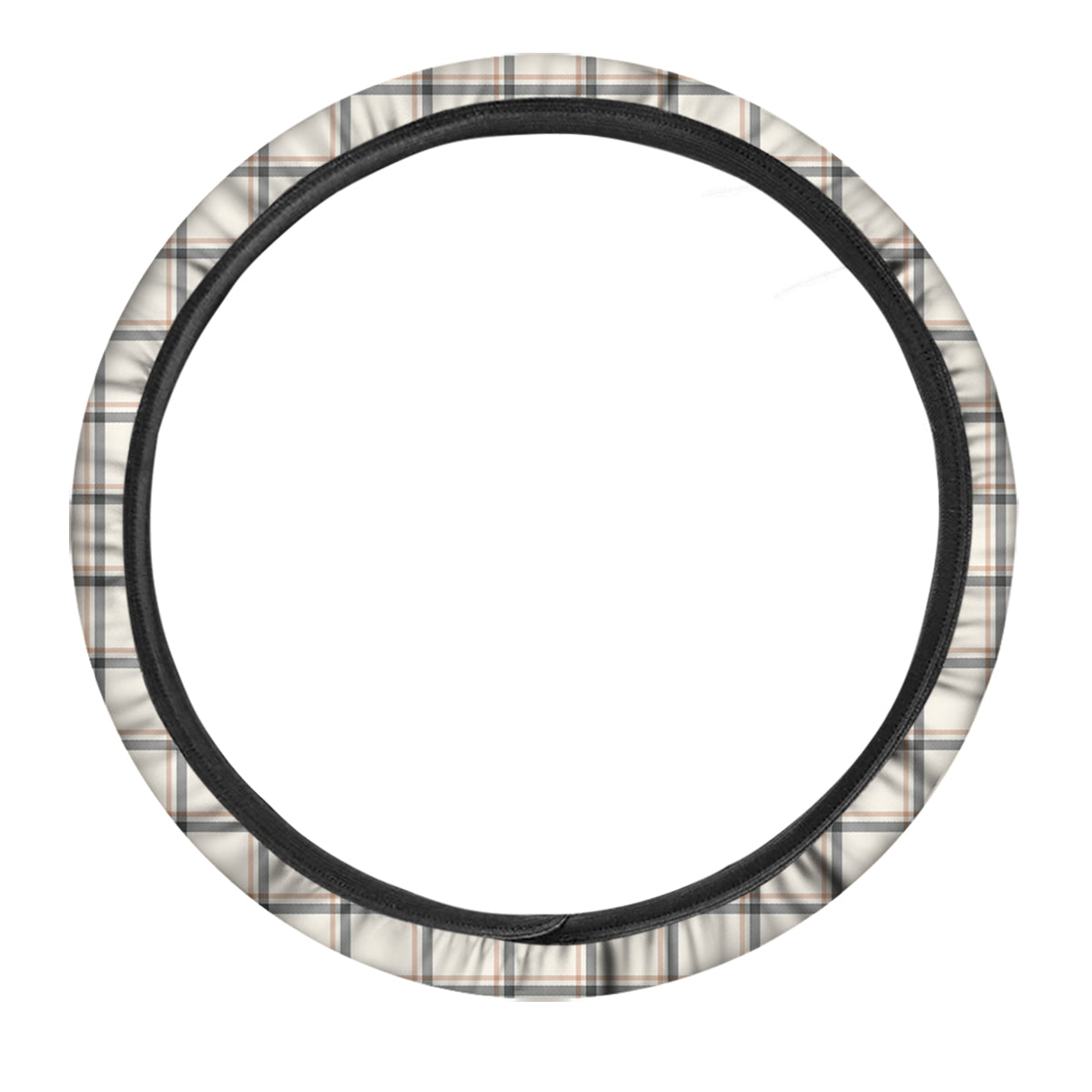 Tattersall Beige Print Pattern Car Steering Wheel Cover-grizzshop