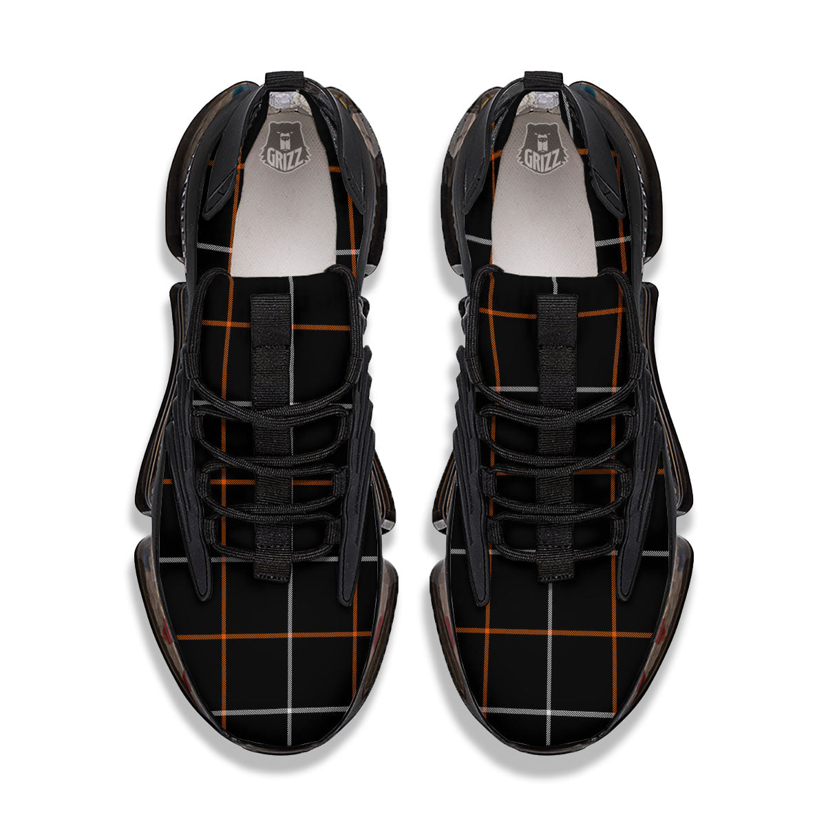 Tattersall Black Halloween Print Pattern Black Gym Shoes-grizzshop