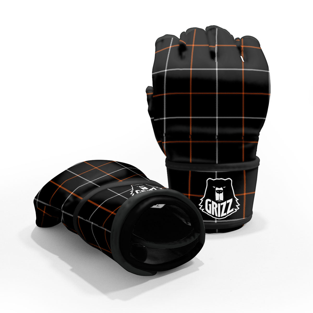 Tattersall Black Halloween Print Pattern MMA Gloves-grizzshop