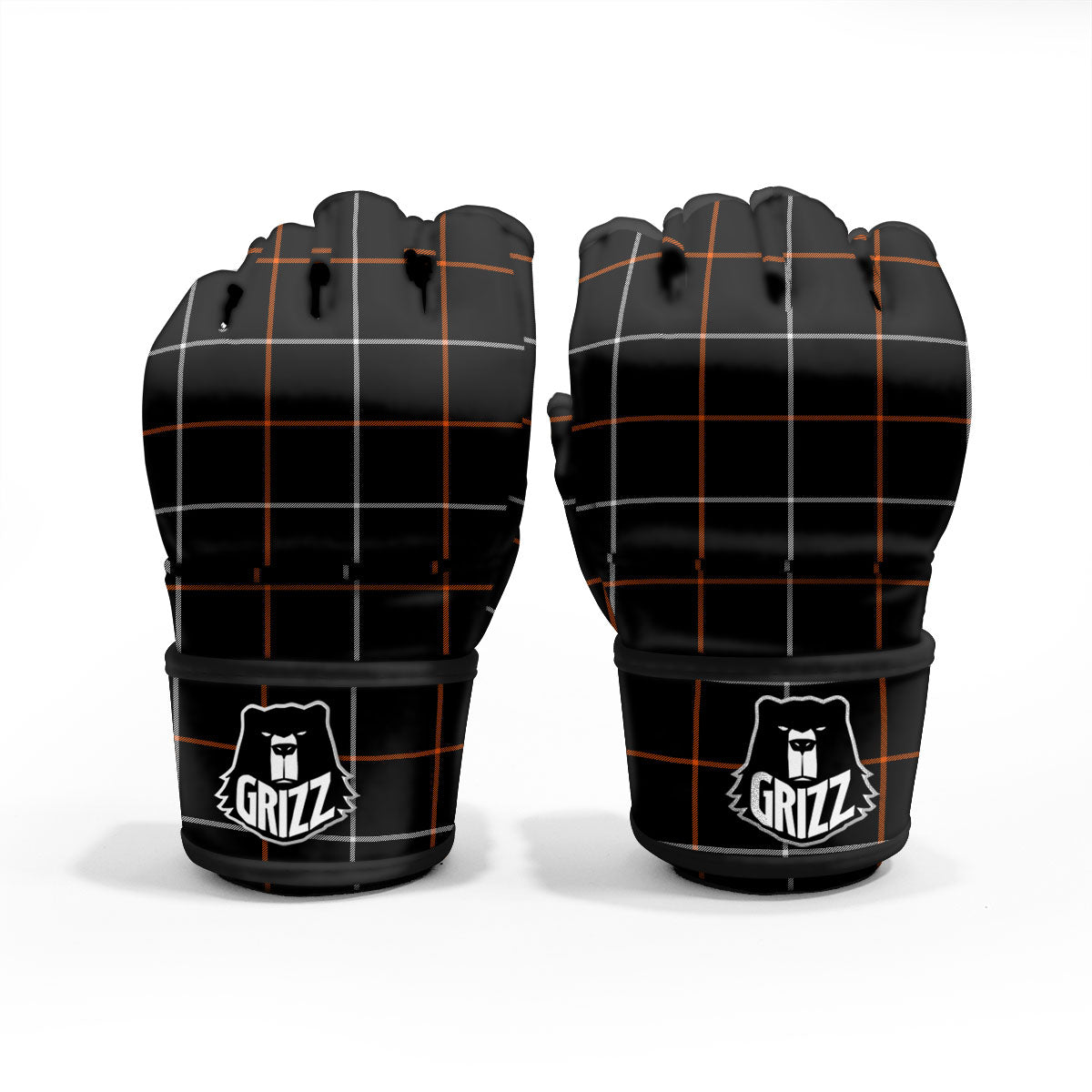 Tattersall Black Halloween Print Pattern MMA Gloves-grizzshop