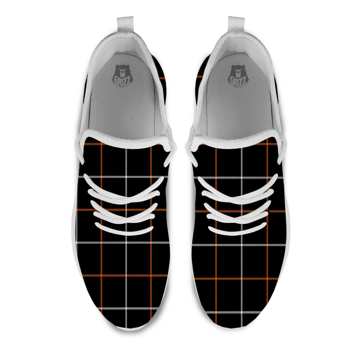 Tattersall Black Halloween Print Pattern White Athletic Shoes-grizzshop