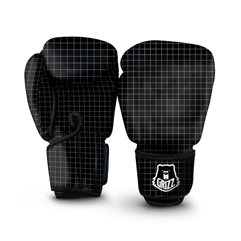 Tattersall Black Print Pattern Boxing Gloves-grizzshop