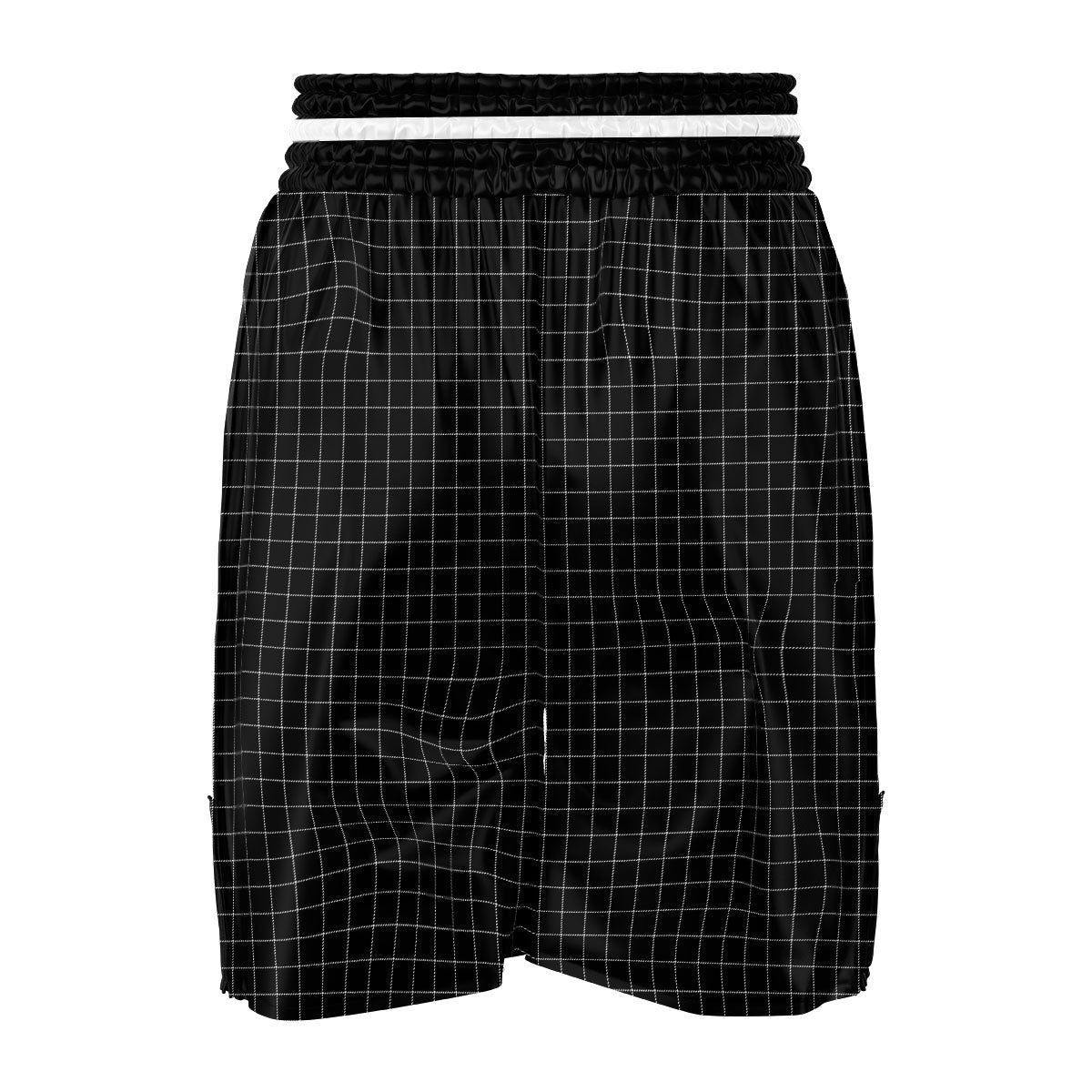 Tattersall Black Print Pattern Boxing Shorts-grizzshop