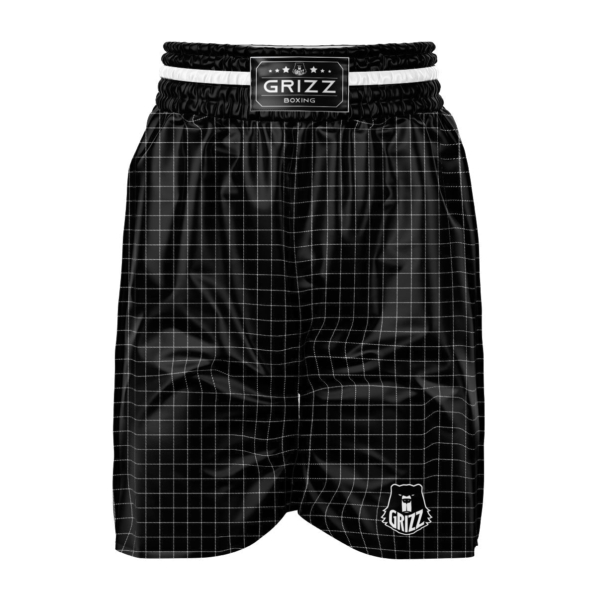 Tattersall Black Print Pattern Boxing Shorts-grizzshop