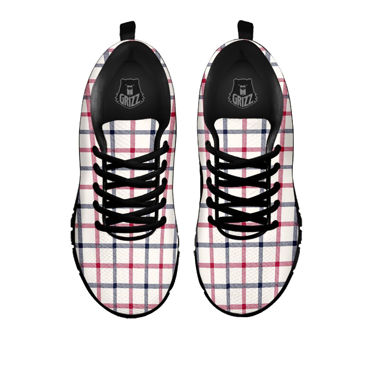 Tattersall Blue And Red Print Pattern Black Sneaker-grizzshop