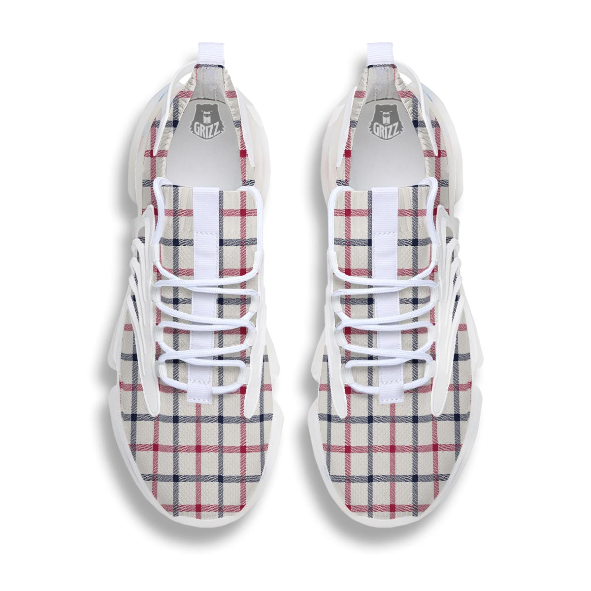 Tattersall Blue And Red Print Pattern White Gym Shoes-grizzshop