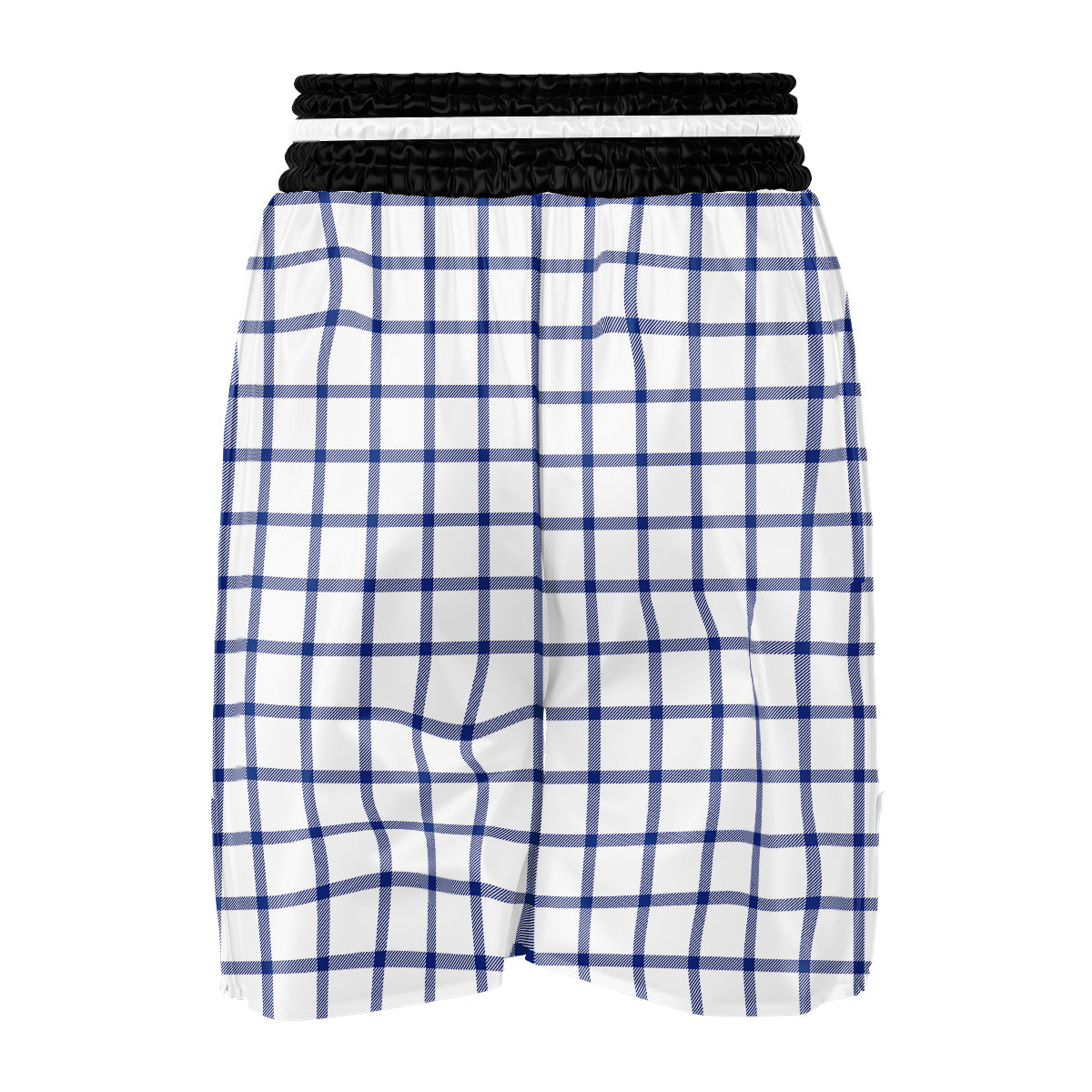 Tattersall Blue And White Print Pattern Boxing Shorts-grizzshop