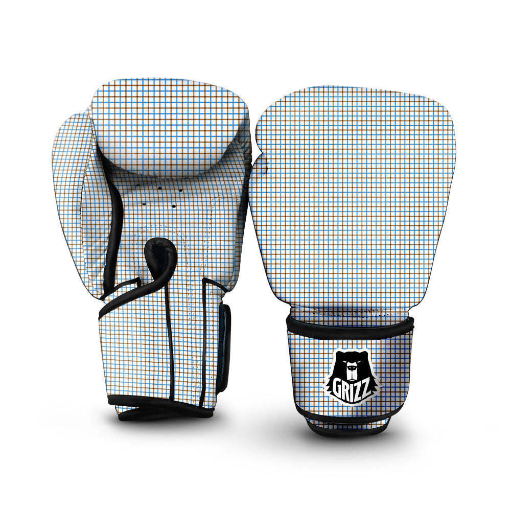 Tattersall Brown And Blue Print Pattern Boxing Gloves-grizzshop