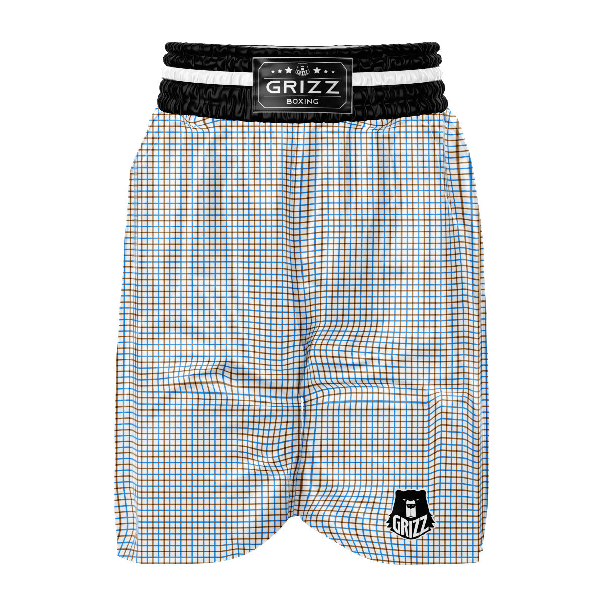 Tattersall Brown And Blue Print Pattern Boxing Shorts-grizzshop