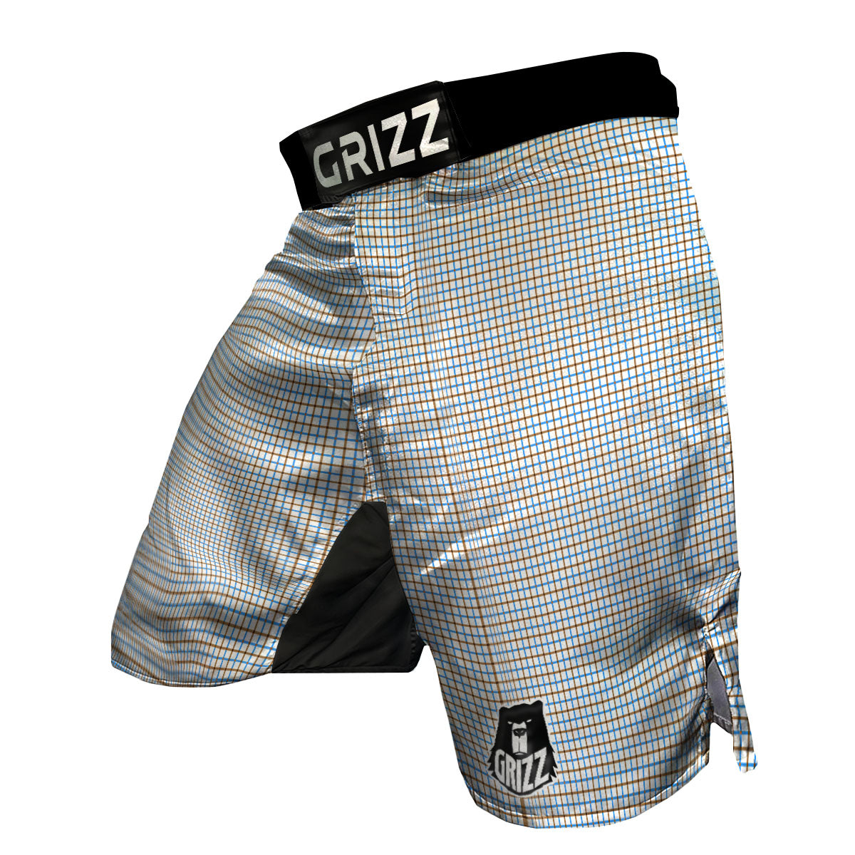 Tattersall Brown And Blue Print Pattern MMA Shorts-grizzshop