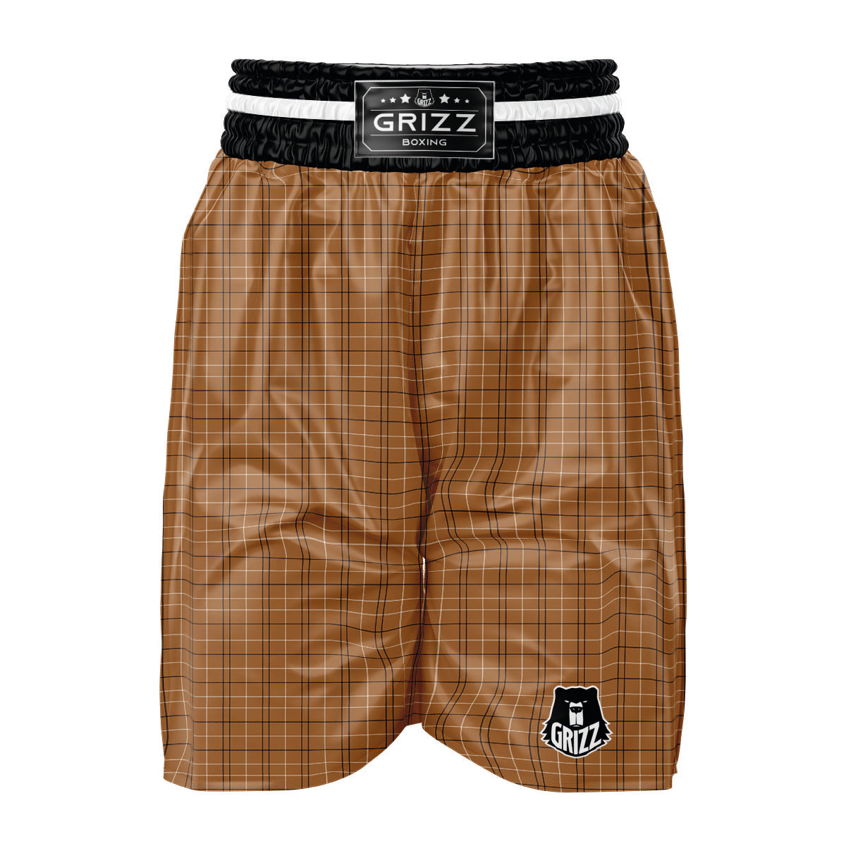 Tattersall Brown Print Pattern Boxing Shorts-grizzshop