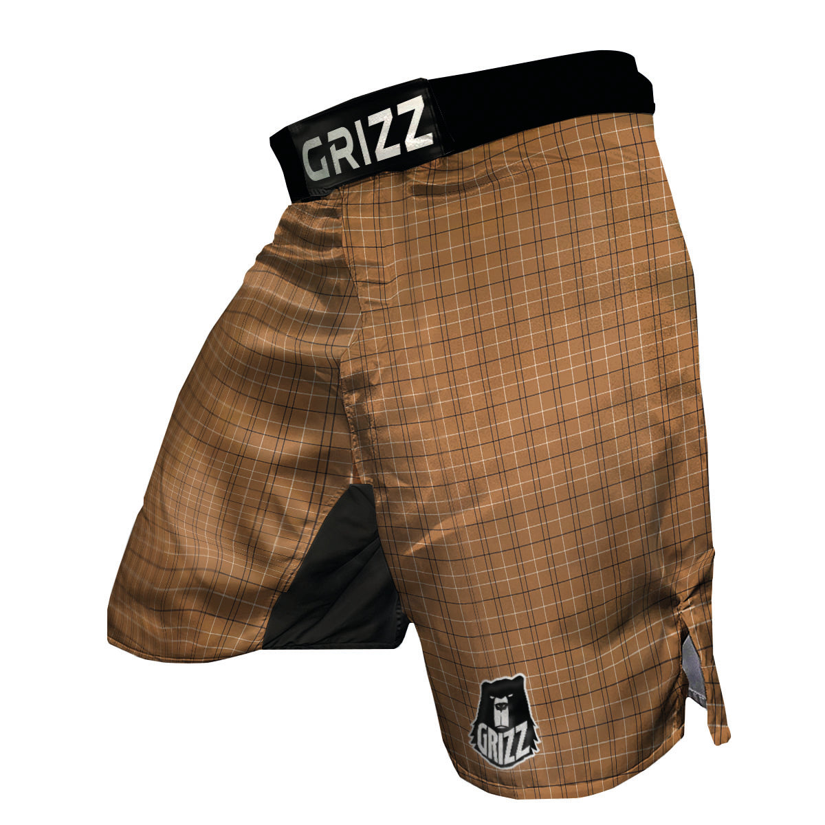 Tattersall Brown Print Pattern MMA Shorts-grizzshop
