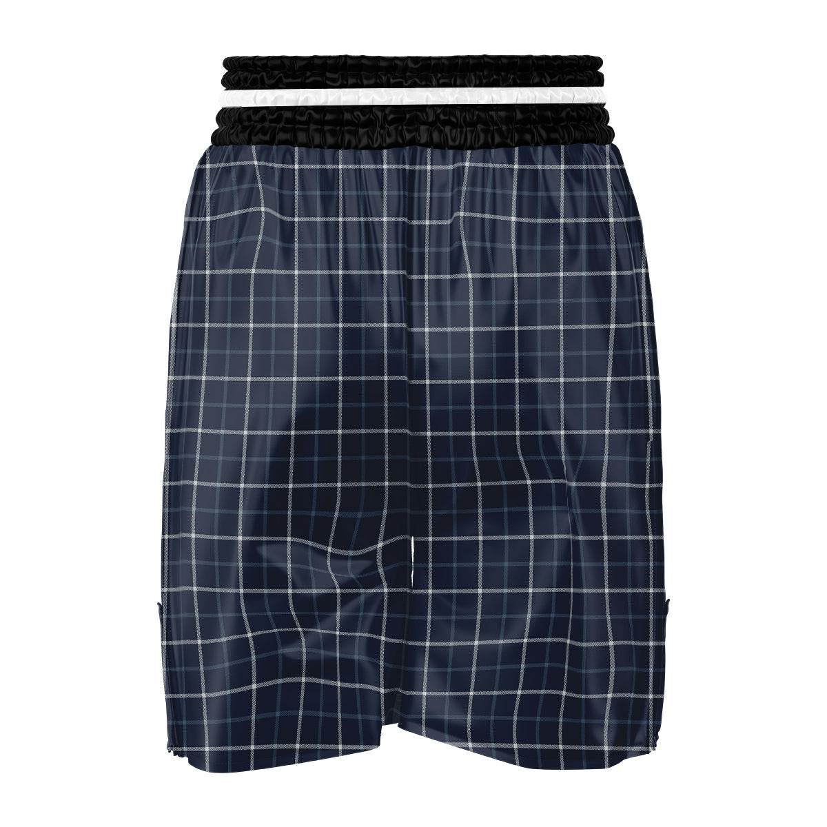 Tattersall Dark Blue Print Pattern Boxing Shorts-grizzshop