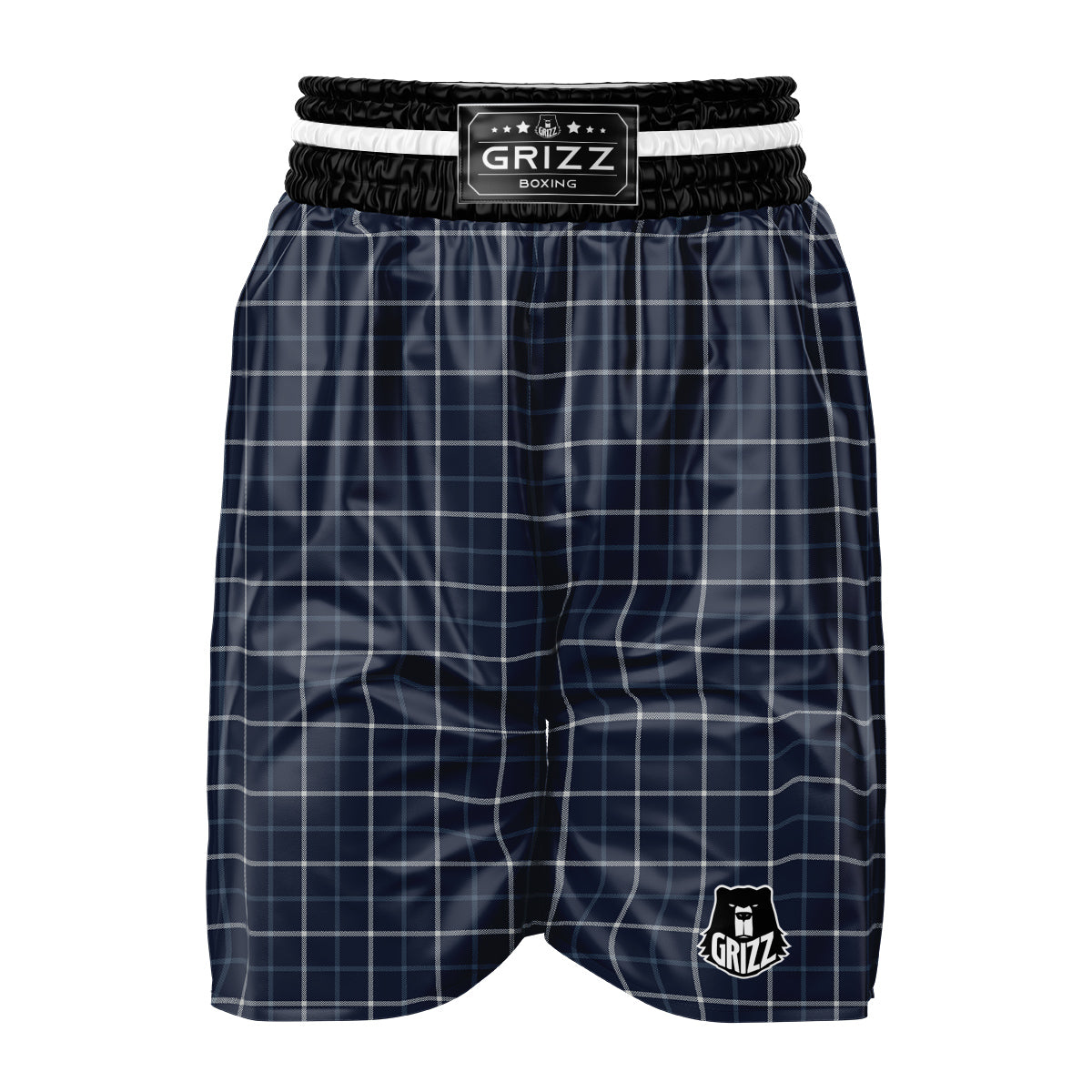 Tattersall Dark Blue Print Pattern Boxing Shorts-grizzshop