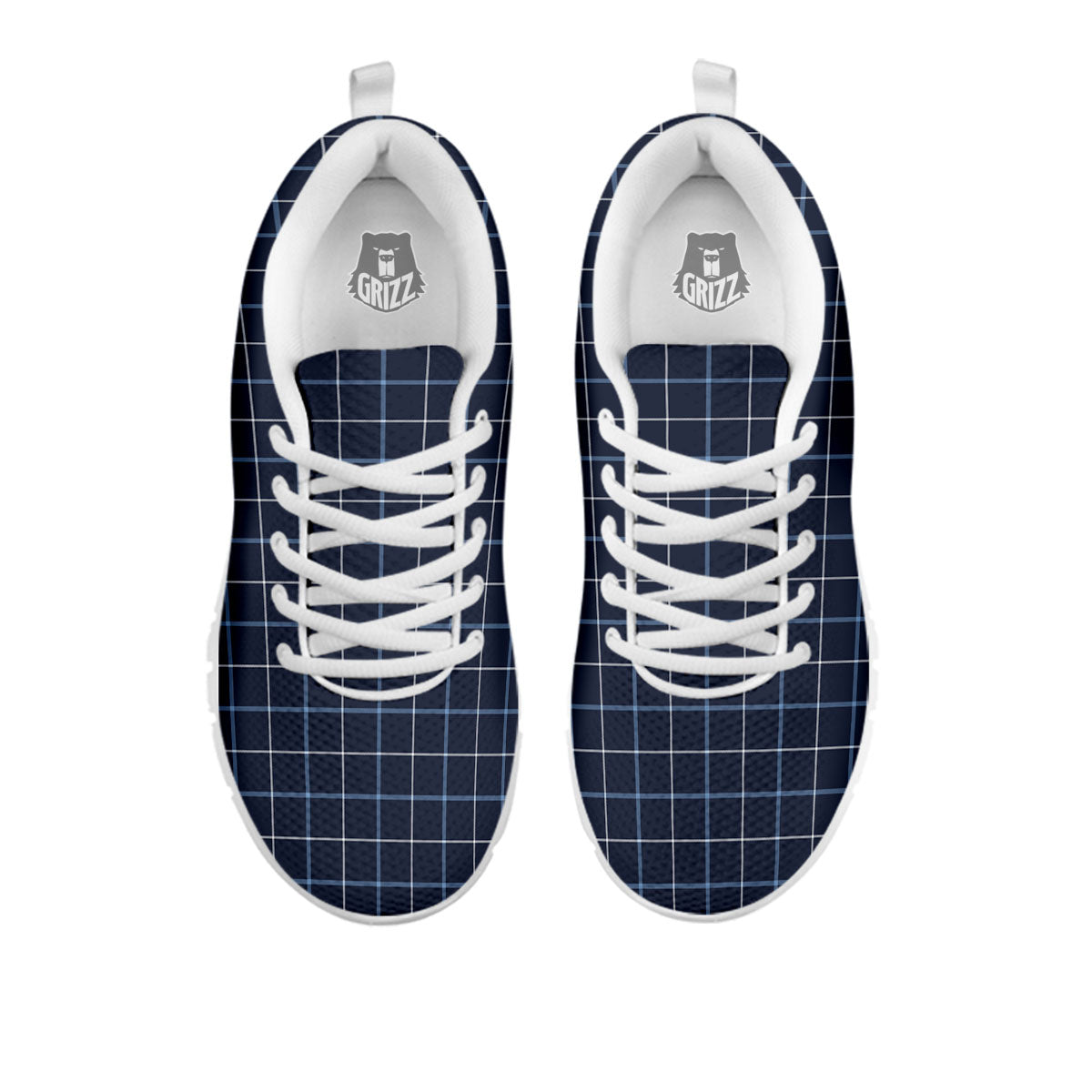 Tattersall Deep Blue Print Pattern White Sneaker-grizzshop