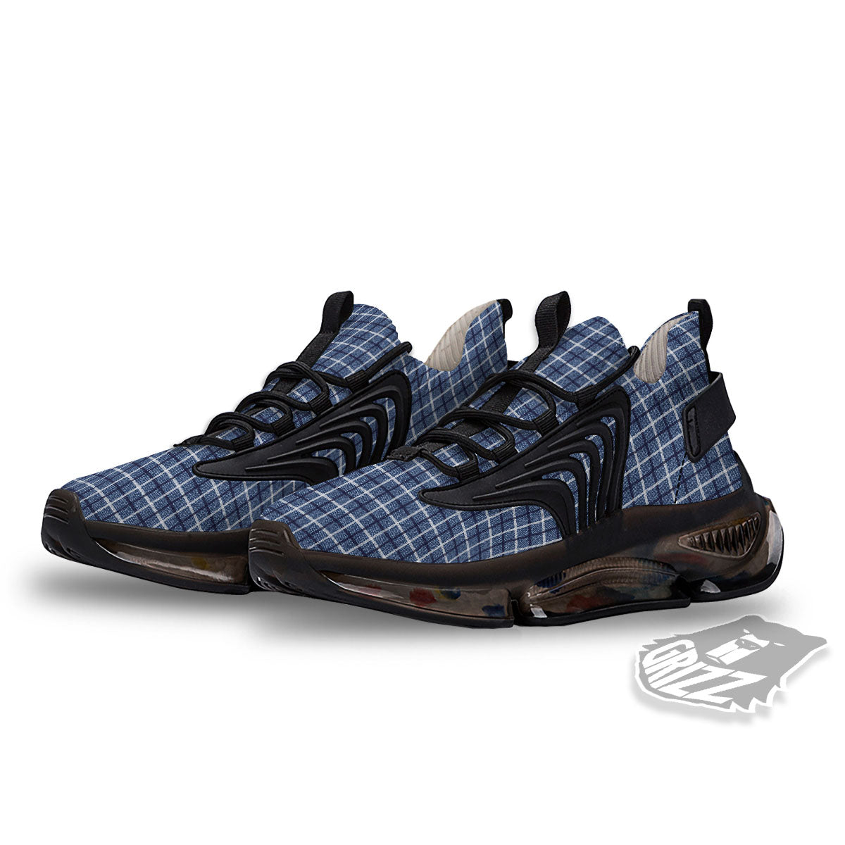 Tattersall Denim Print Pattern Black Gym Shoes-grizzshop