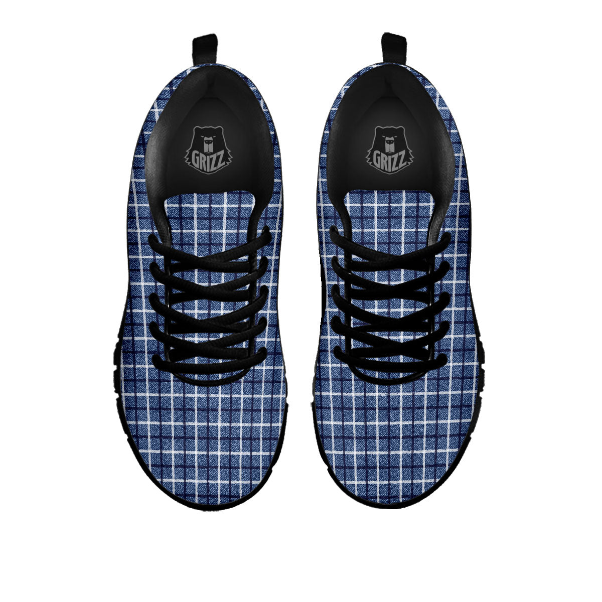 Tattersall Denim Print Pattern Black Sneaker-grizzshop