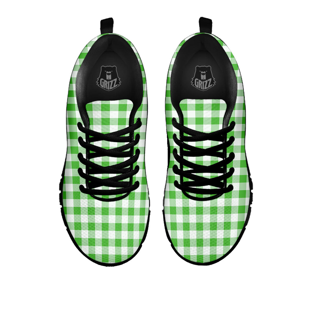 Tattersall Green Print Pattern Black Sneaker-grizzshop