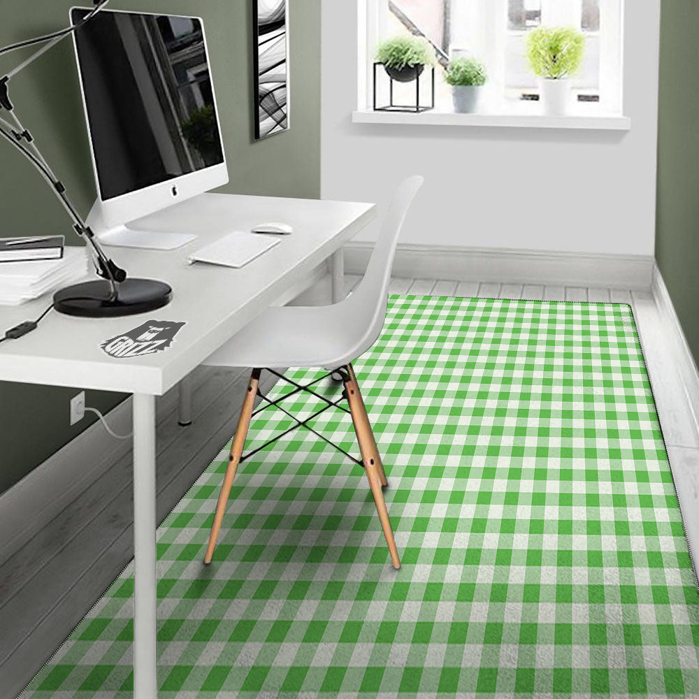 Tattersall Green Print Pattern Floor Mat-grizzshop