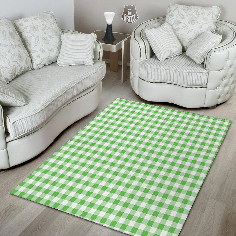 Tattersall Green Print Pattern Floor Mat-grizzshop