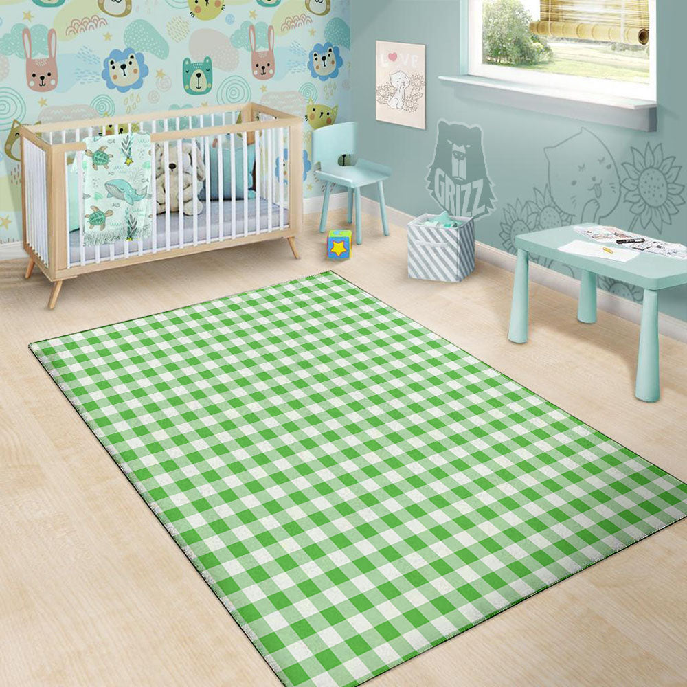 Tattersall Green Print Pattern Floor Mat-grizzshop