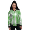 Tattersall Green Print Pattern Women's Bomber Jacket-grizzshop