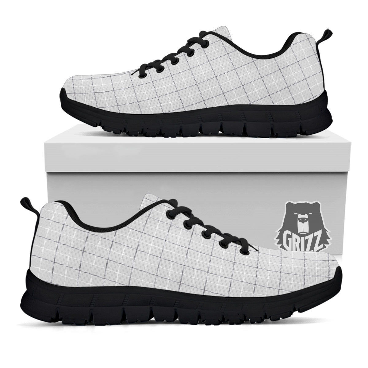 Tattersall Grey Print Pattern Black Sneaker-grizzshop