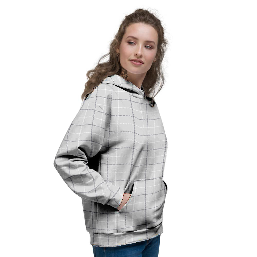 Tattersall Grey Print Pattern Women's Hoodie-grizzshop