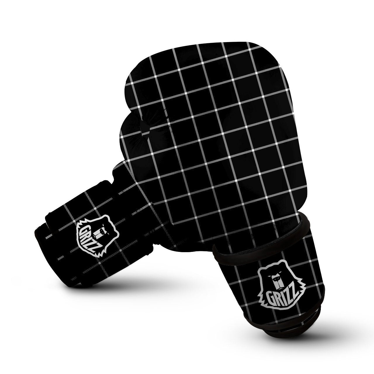 Tattersall Navy Print Pattern Boxing Gloves-grizzshop