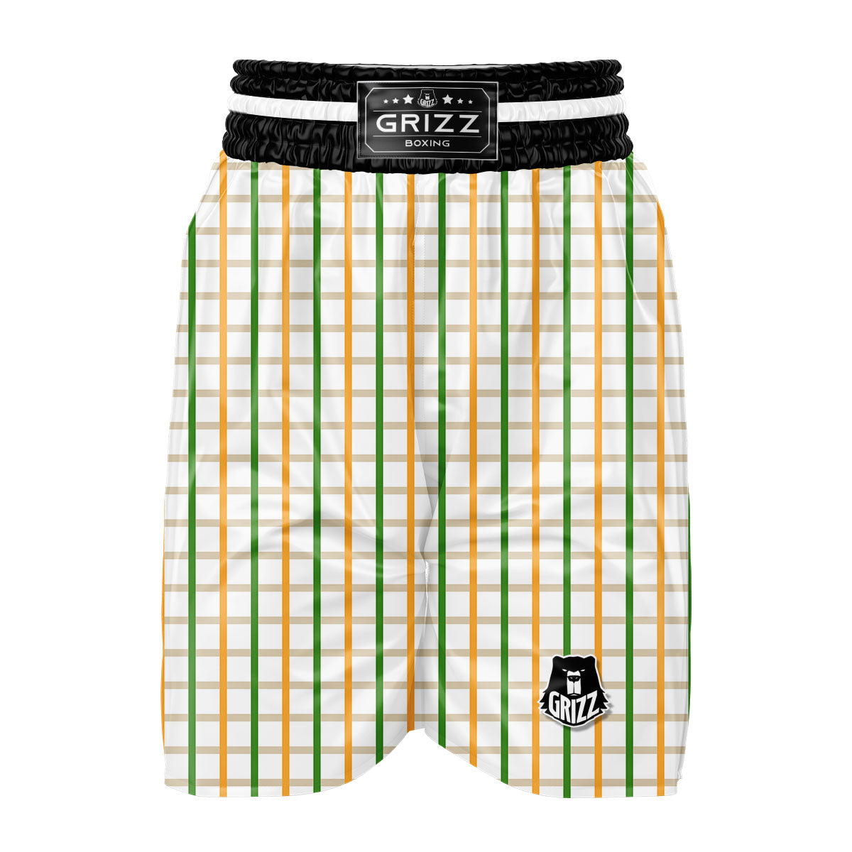 Tattersall Orange And Green Line Print Boxing Shorts-grizzshop