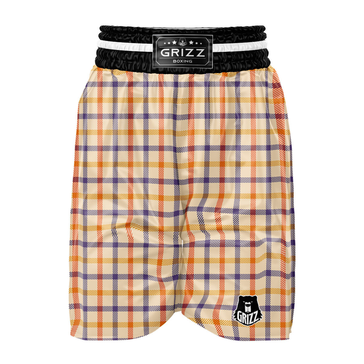 Tattersall Orange And Purple Print Pattern Boxing Shorts-grizzshop