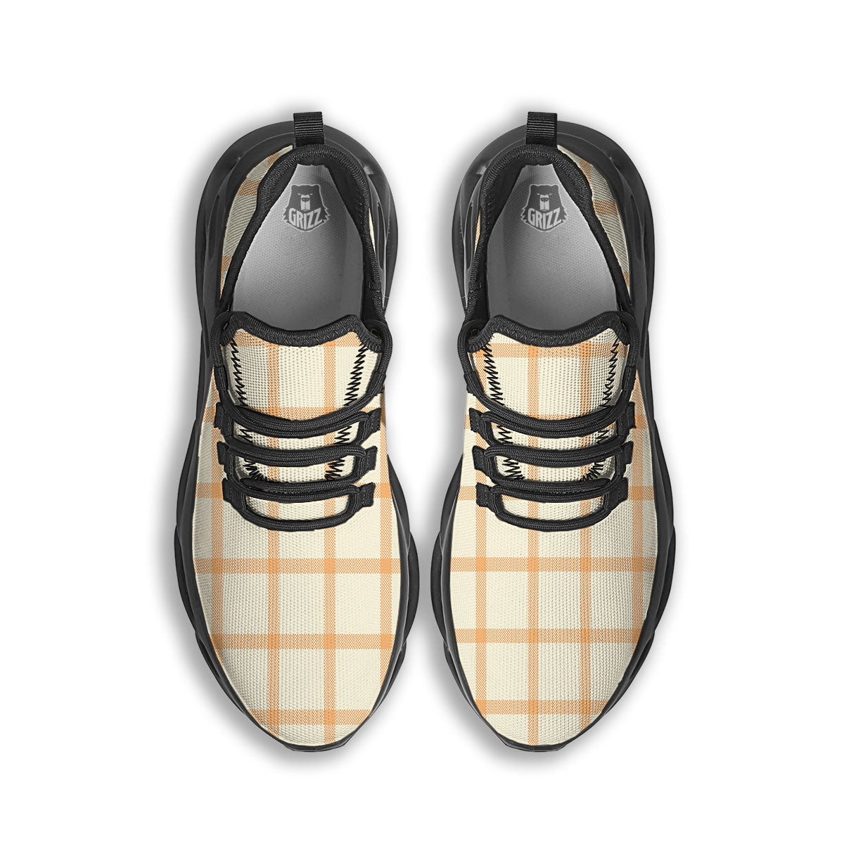 Tattersall Orange Pastel Print Pattern Black Running Shoes-grizzshop