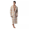 Tattersall Orange Pastel Print Pattern Men's Robe-grizzshop