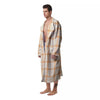 Tattersall Orange Pastel Print Pattern Men's Robe-grizzshop