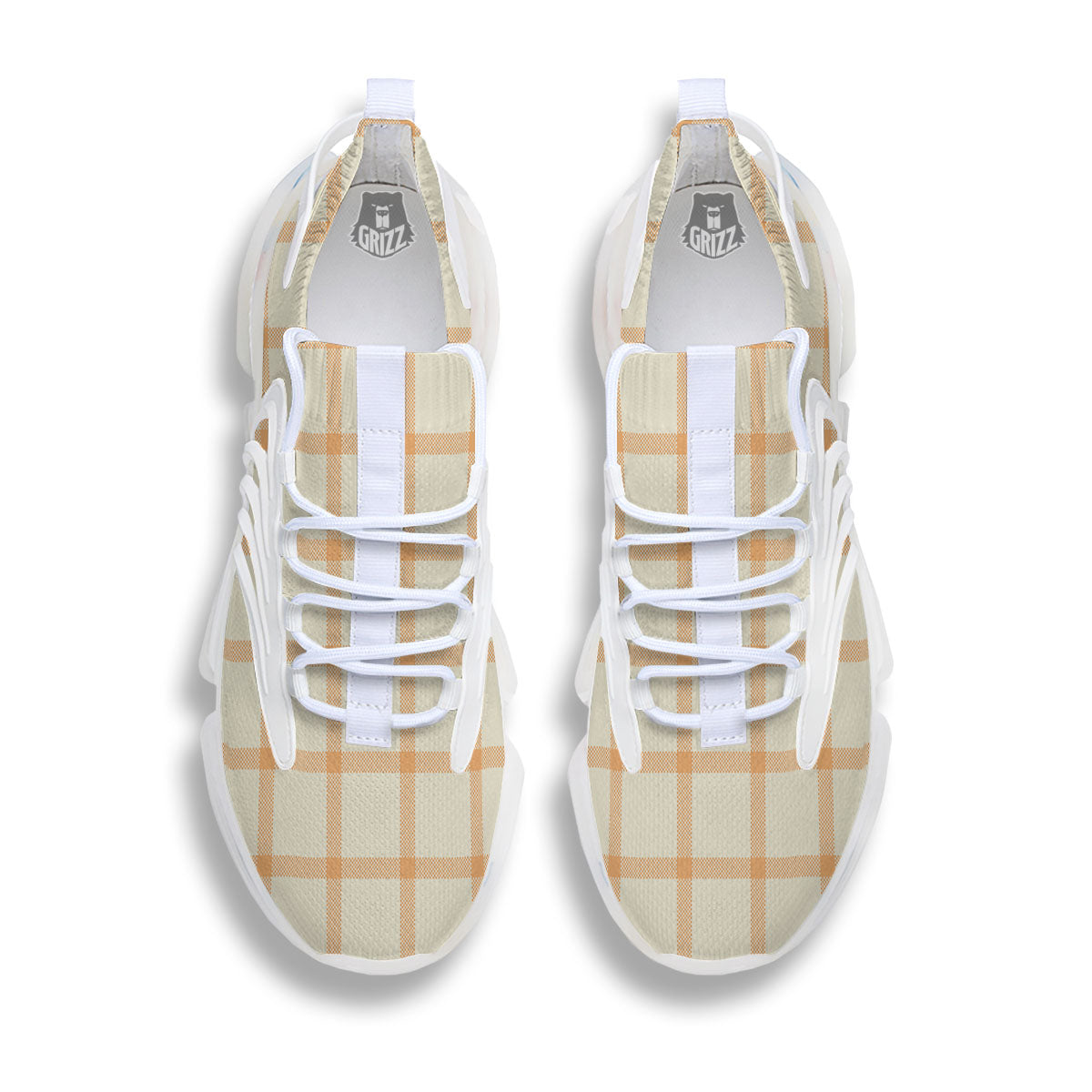 Tattersall Orange Pastel Print Pattern White Gym Shoes-grizzshop