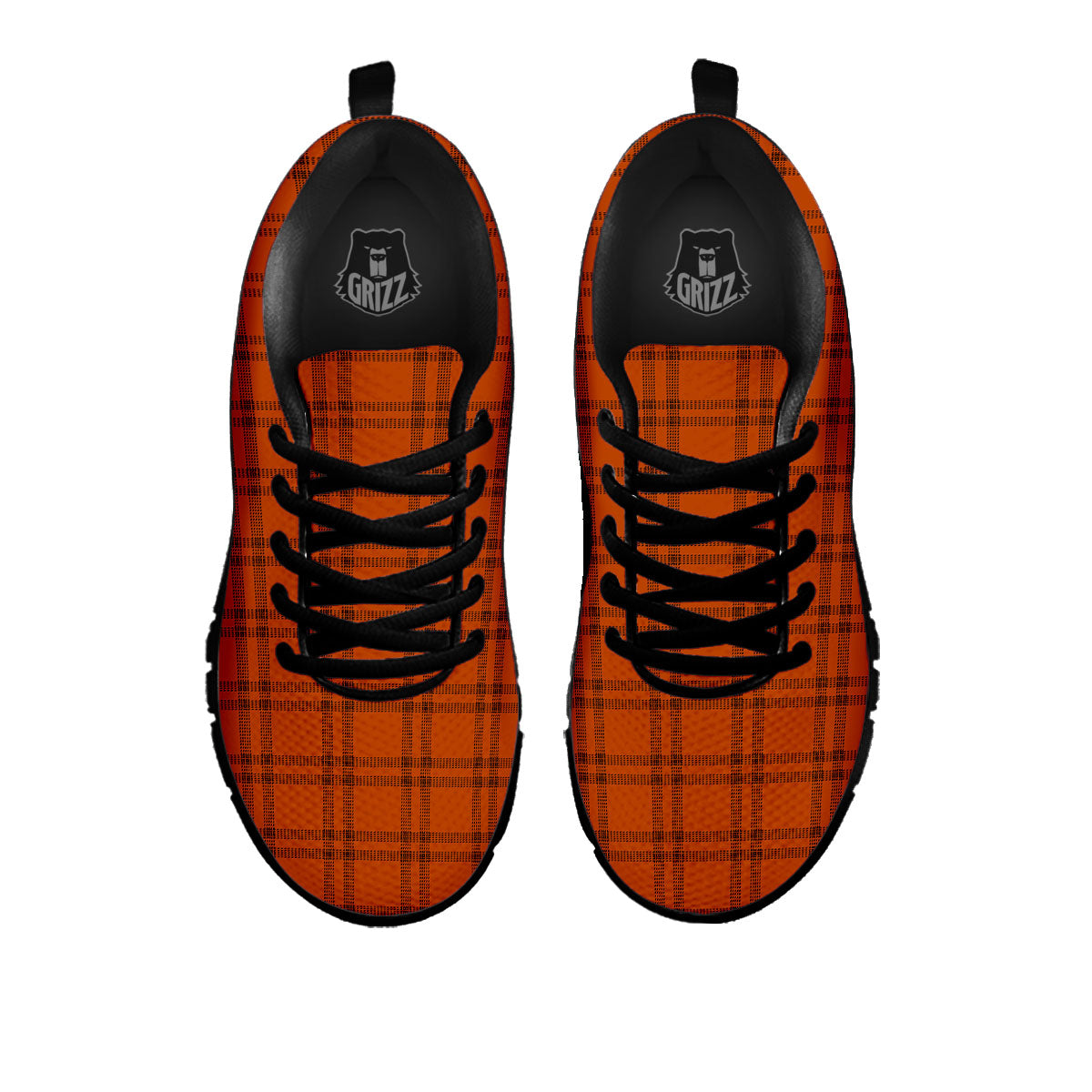 Tattersall Orange Print Pattern Black Sneaker-grizzshop