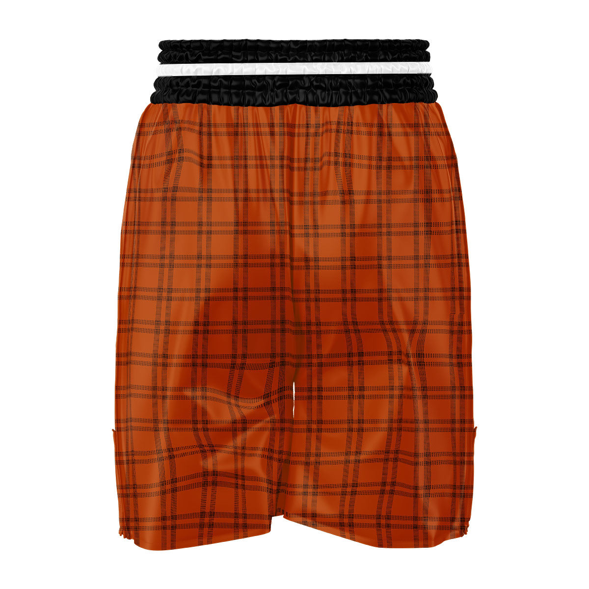 Tattersall Orange Print Pattern Boxing Shorts-grizzshop