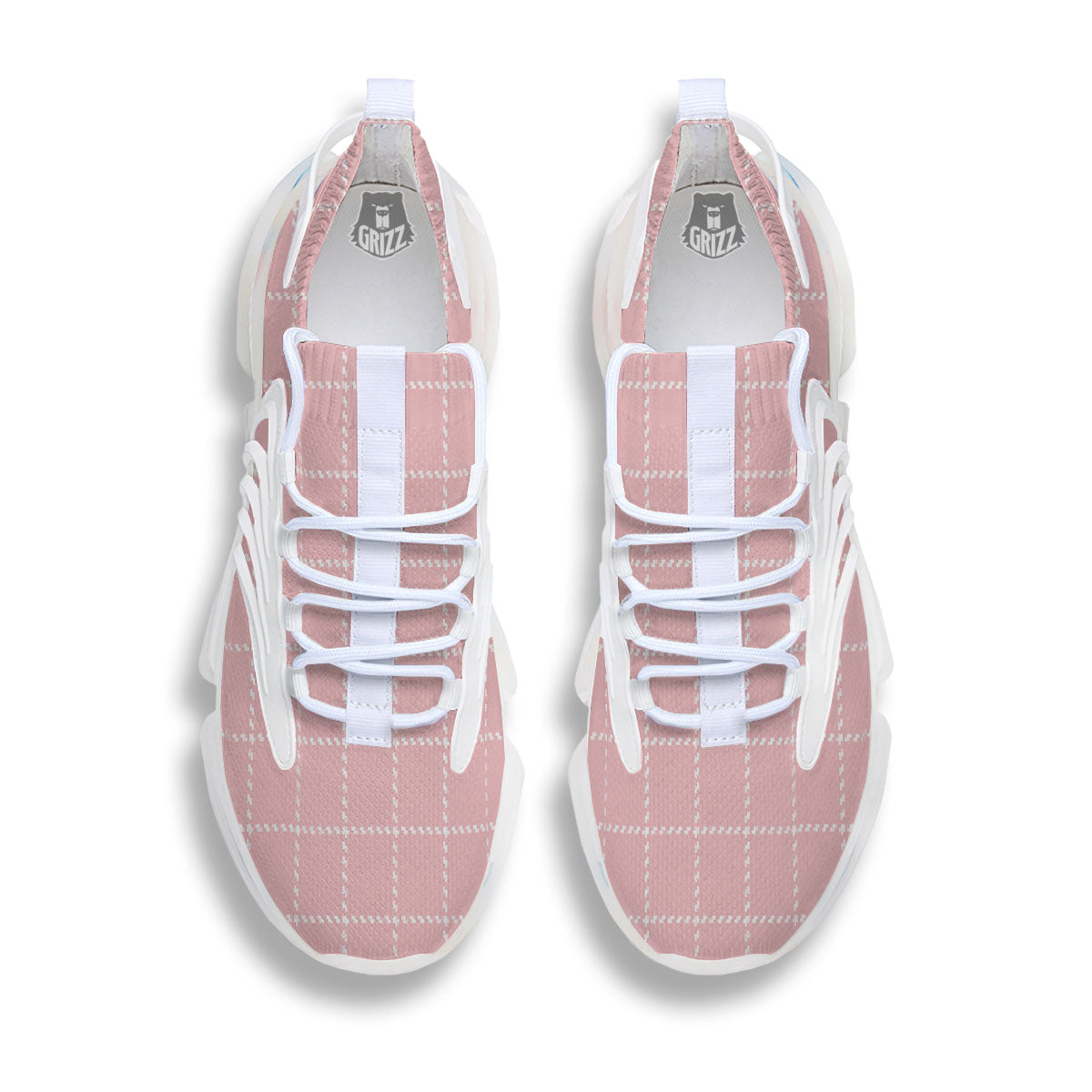 Tattersall Pastel Pink Print Pattern White Gym Shoes-grizzshop