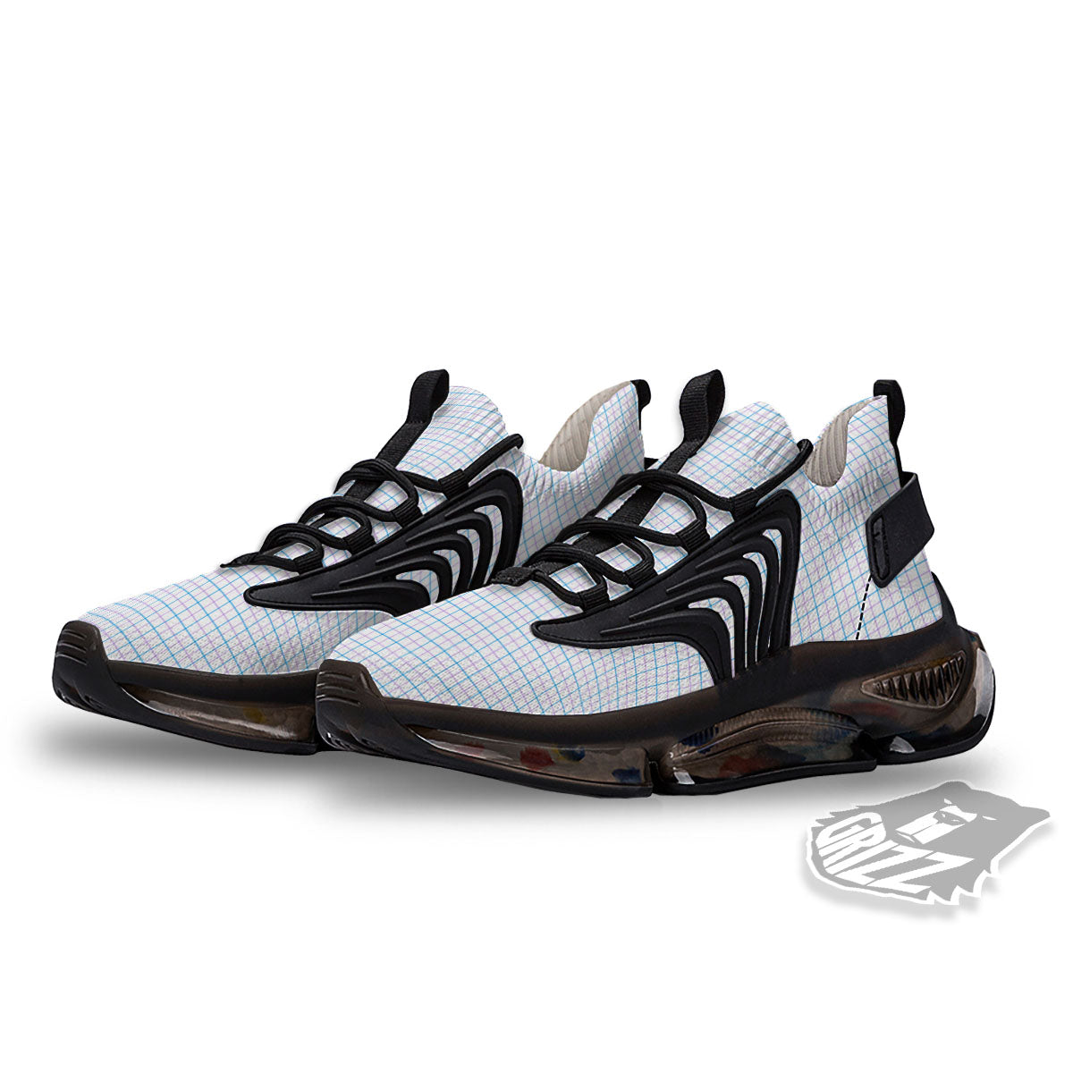 Tattersall Purple And Blue Line Print Pattern Black Gym Shoes-grizzshop