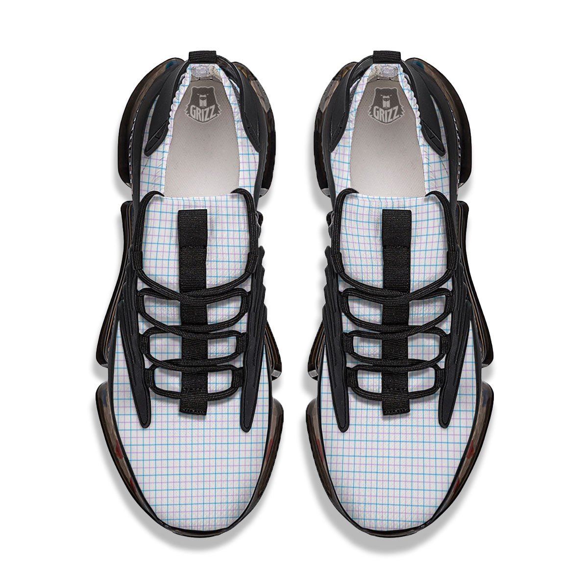 Tattersall Purple And Blue Line Print Pattern Black Gym Shoes-grizzshop