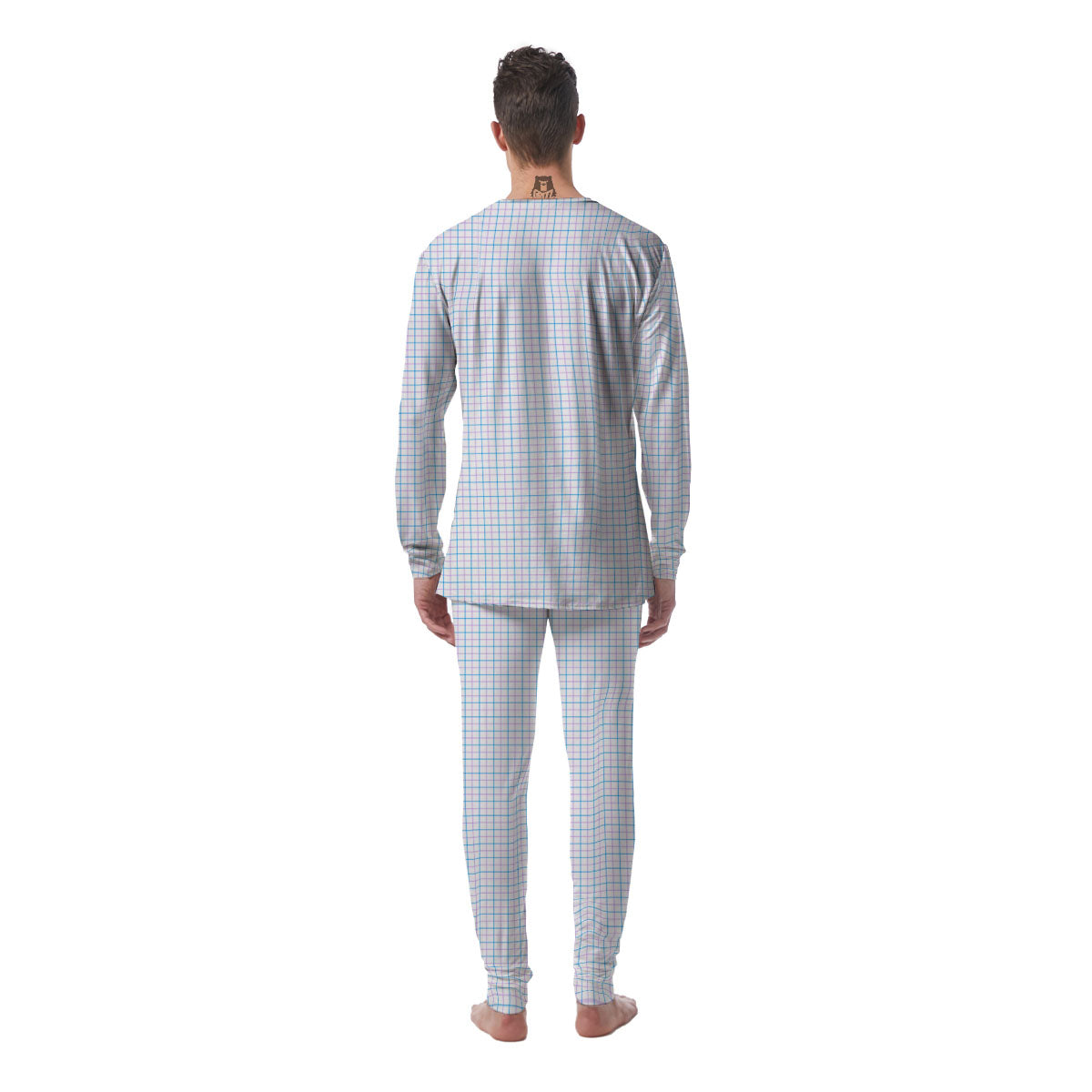 Tattersall Purple And Blue Line Print Pattern Men's Pajamas-grizzshop