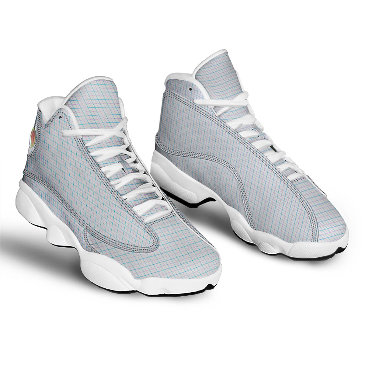 Tattersall Purple And Blue Line Print Pattern White Basketball Shoes-grizzshop