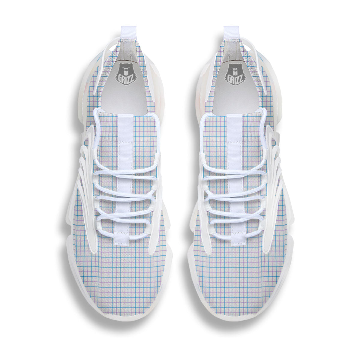Tattersall Purple And Blue Line Print Pattern White Gym Shoes-grizzshop