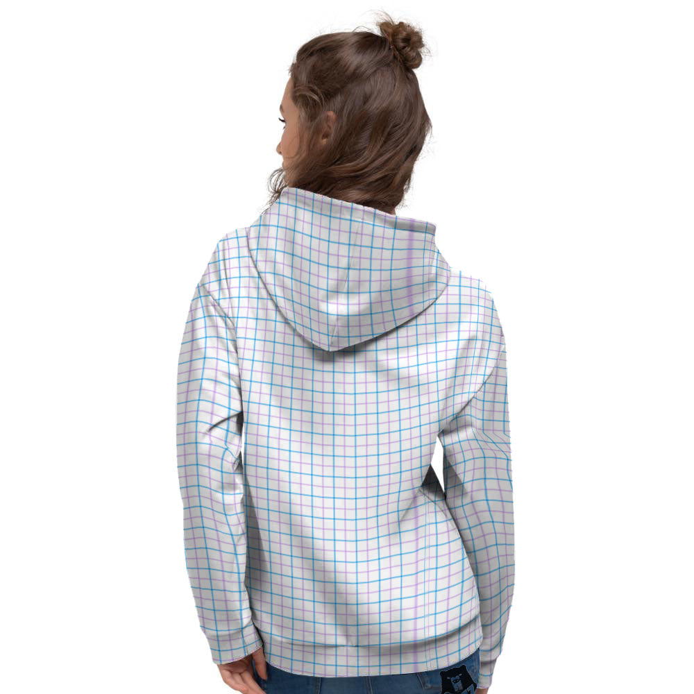 Tattersall Purple And Blue Line Print Pattern Women's Hoodie-grizzshop