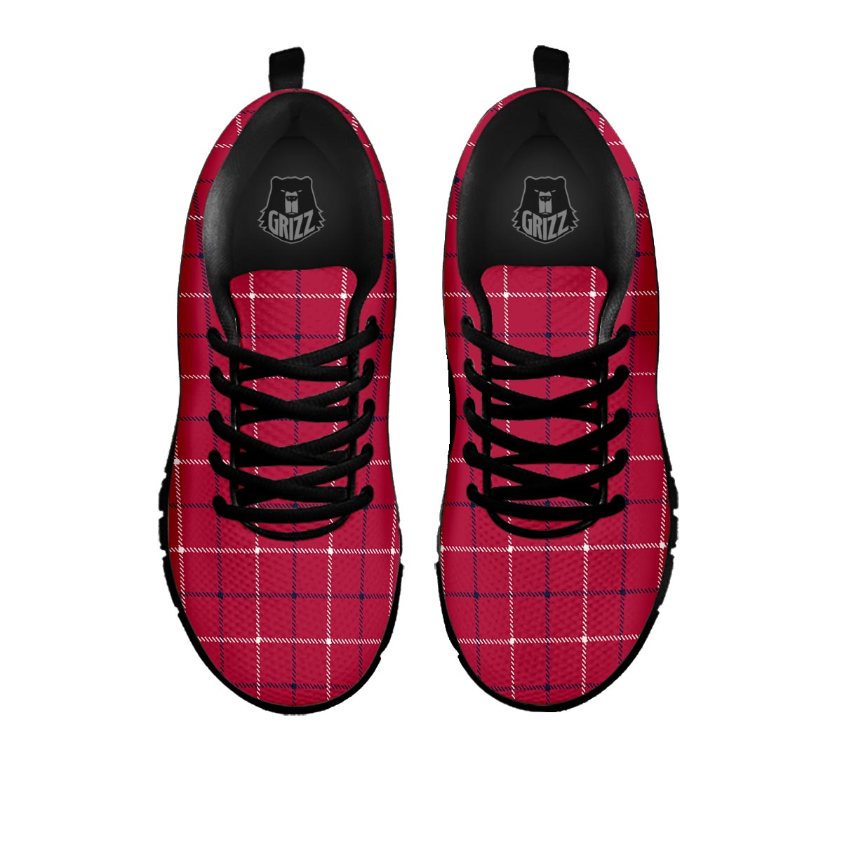 Tattersall Red Print Pattern Black Sneaker-grizzshop