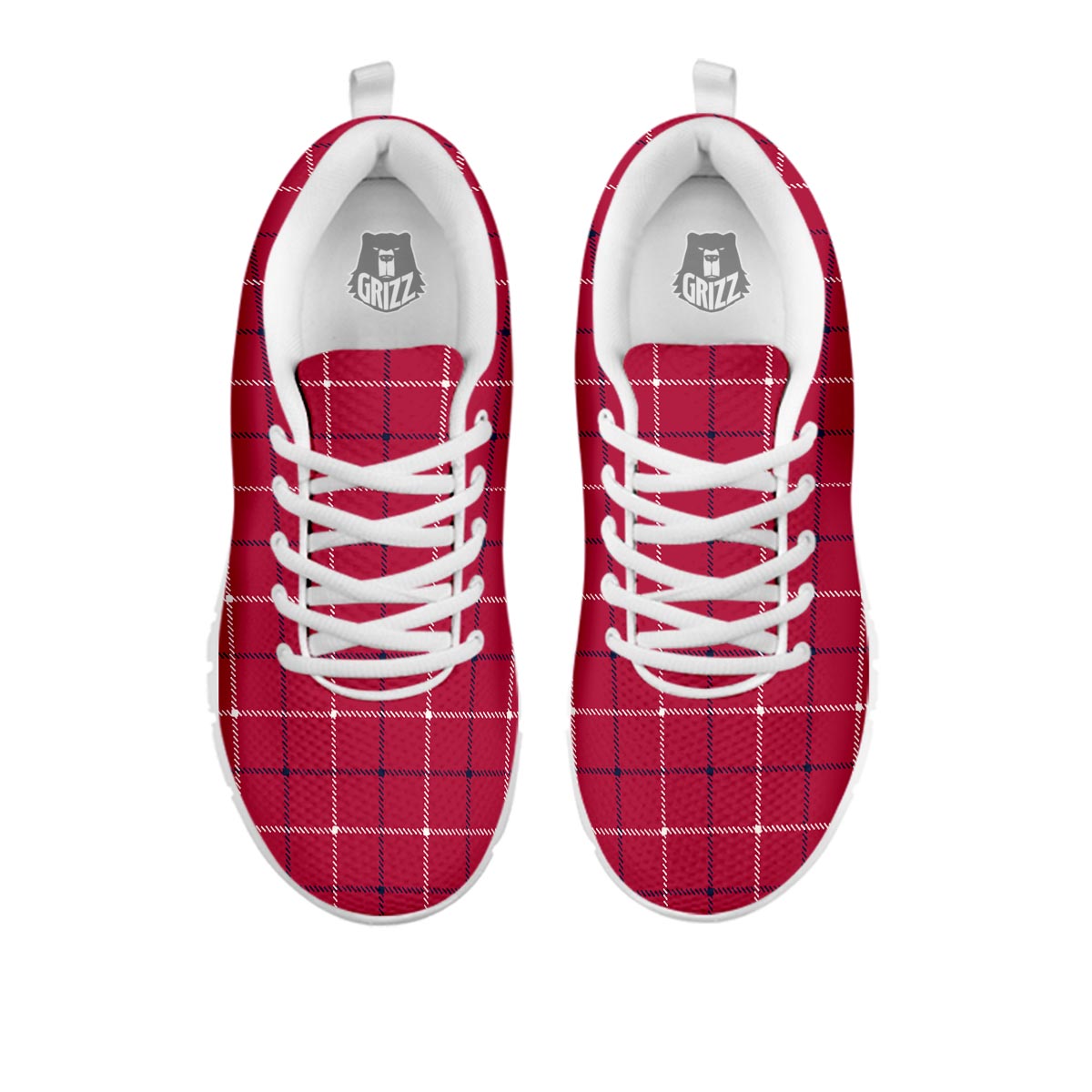 Tattersall Red Print Pattern White Sneaker-grizzshop